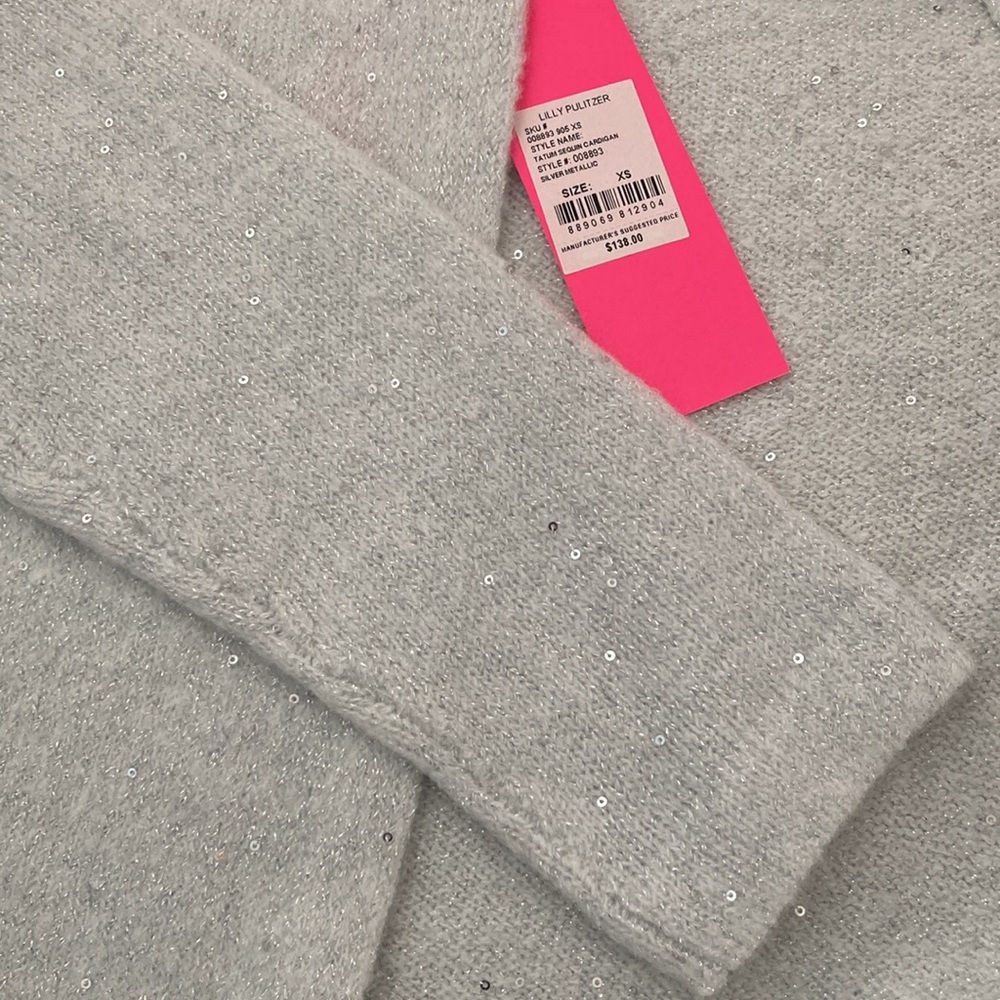 Lilly Pulitzer Light Gray Open Front Cardigan - Picture 8 of 8